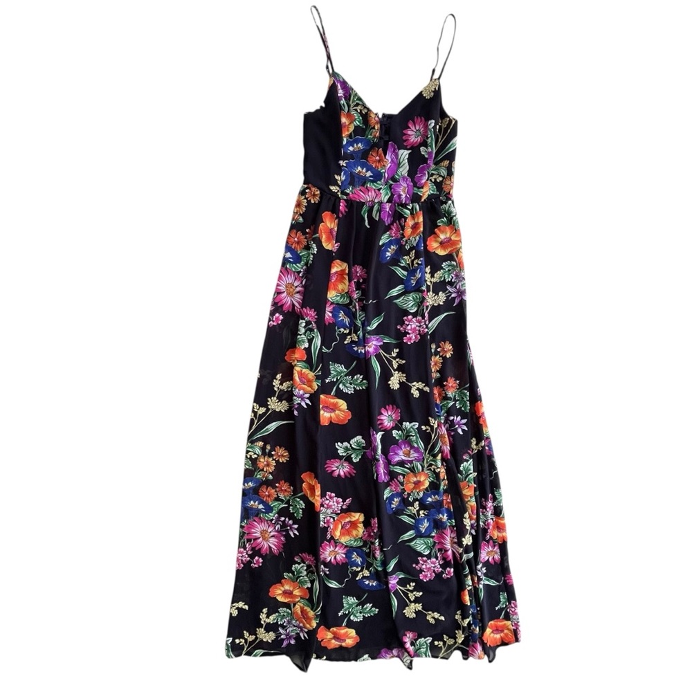Express Women’s XS Navy Blue Multicolor Floral Spaghetti Strap Cutout Maxi Dress